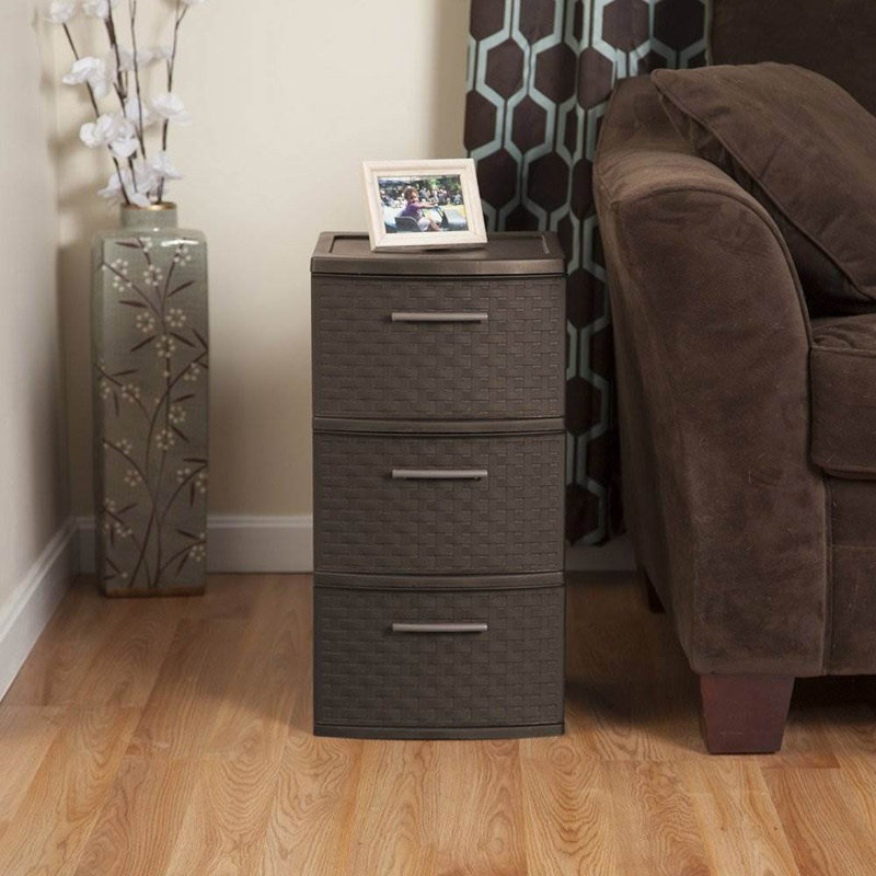 Sterilite Wicker Weave Decorative 3 Drawer Storage Chest & Reviews